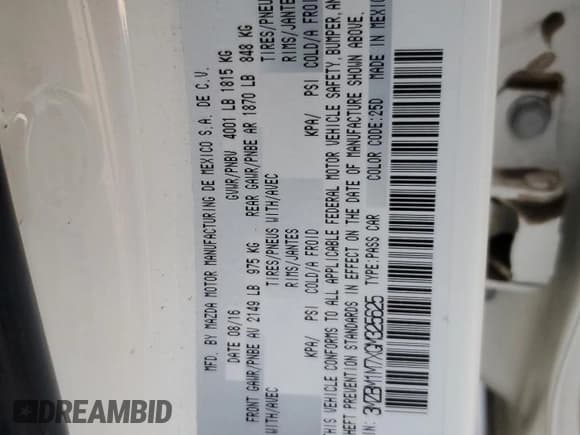 ✅ 2016 Mazda 3 i Touring • VIN: 3MZBM1M7XGM325625 • Lot: 82462305. Wystawiony na Copart z przebiegiem 70 531 mil. Bezpłatny archiwum sprzedaży aukcyjnych z USA i szczegółowy raport historii pojazdu na DreamBid. Zdjęcie 12.