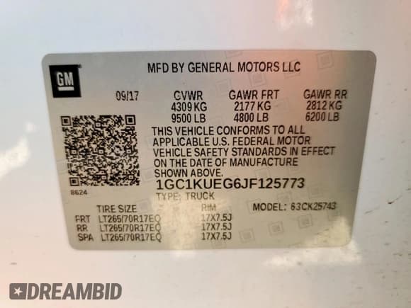 ✅ 2018 Chevrolet Silverado 2500HD Work Truck • VIN: 1GC1KUEG6JF125773 • Лот: 71799485. Опубликован ранее на Copart с пробегом 139 192 миль. Бесплатный доступ к архиву аукционных продаж из США и подробный отчёт об истории автомобиля на DreamBid. Изображение 12.