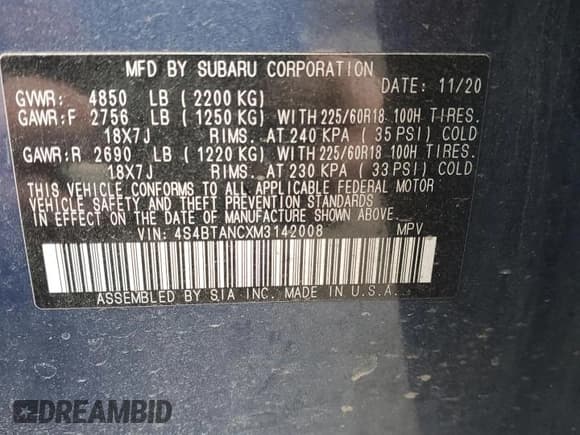 ✅ 2021 Subaru Outback Limited • VIN: 4S4BTANCXM3142008 • Лот: 52050255. Опубликован ранее на Copart с пробегом 81 231 миль. Бесплатный доступ к архиву аукционных продаж из США и подробный отчёт об истории автомобиля на DreamBid. Изображение 14.