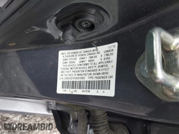 ✅ 2016 Honda Civic LX • VIN: 2HGFC2F57GH510952 • Lot: 42958157. Listed on IAAI with 143,790 mi. Free auction sales archive from the USA and detailed vehicle history report at DreamBid. Image 9.