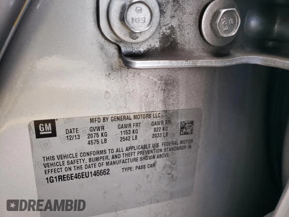 ✅ 2014 Chevrolet Volt • VIN: 1G1RE6E46EU146662 • Lot: 81099684. Wystawiony na Copart z przebiegiem 115 378 mil. Bezpłatny archiwum sprzedaży aukcyjnych z USA i szczegółowy raport historii pojazdu na DreamBid. Zdjęcie 12.