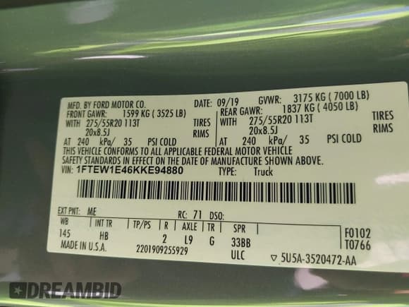 ✅ 2019 Ford F-150 XL • VIN: 1FTEW1E46KKE94880 • Лот: 42690661. Опубликован ранее на IAAI с пробегом 109 839 миль. Бесплатный доступ к архиву аукционных продаж из США и подробный отчёт об истории автомобиля на DreamBid. Изображение 9.