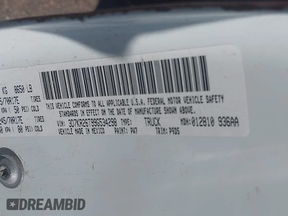 ✅ 2009 Dodge 2500 SLT • VIN: 3D7KR26T99G534298 • Лот: 43454856. Опубликован ранее на IAAI с пробегом 136 478 миль. Бесплатный доступ к архиву аукционных продаж из США и подробный отчёт об истории автомобиля на DreamBid. Изображение 9.