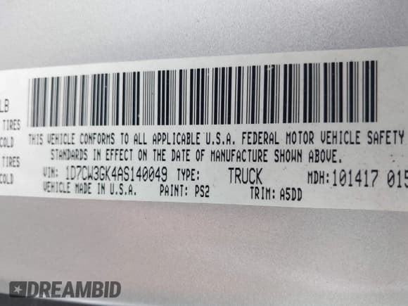 ✅ 2010 Dodge Dakota Bighorn/Lonestar • VIN: 1D7CW3GK4AS140049 • Lot: 42231805. Wystawiony na IAAI z przebiegiem 149 489 mil. Bezpłatny archiwum sprzedaży aukcyjnych z USA i szczegółowy raport historii pojazdu na DreamBid. Zdjęcie 9.