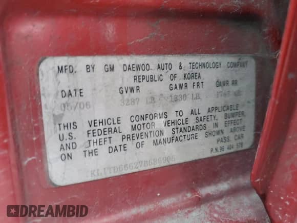 2007 Chevrolet Aveo LS z VIN KL1TD66627B686905, wystawiony jako Copart lot #85775504 z przebiegiem Nie podano mil oraz Szkoda całkowita • Salvage title. Historia ofert i sprzedaży dostępna na DreamBid. Obrazek 13.