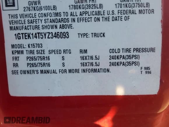 ✅ 2000 GMC Sierra 1500 SLE • VIN: 1GTEK14T5YZ346093 • Лот: 85654524. Опубликован ранее на Copart с пробегом 211 460 миль. Бесплатный доступ к архиву аукционных продаж из США и подробный отчёт об истории автомобиля на DreamBid. Изображение 14.