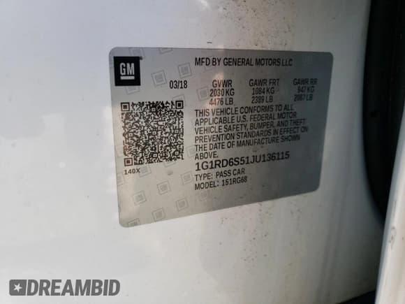 ✅ 2018 Chevrolet Volt Premier • VIN: 1G1RD6S51JU136115 • Lot: 82603553. Wystawiony na Copart z przebiegiem 55 734 mil. Bezpłatny archiwum sprzedaży aukcyjnych z USA i szczegółowy raport historii pojazdu na DreamBid. Zdjęcie 14.