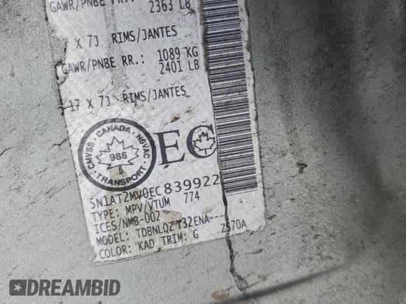 ✅ 2014 Nissan Rogue SV • VIN: 5N1AT2MV0EC839922 • Lot: 43619555. Wystawiony na Copart z przebiegiem 150 541 mil. Bezpłatny archiwum sprzedaży aukcyjnych z USA i szczegółowy raport historii pojazdu na DreamBid. Zdjęcie 12.