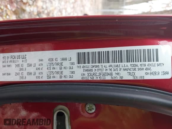 ✅ 2015 Ram 2500 Tradesman • VIN: 3C6UR5CJ9FG659408 • Lot: 43659808. Wystawiony na IAAI z przebiegiem 96 733 mil. Bezpłatny archiwum sprzedaży aukcyjnych z USA i szczegółowy raport historii pojazdu na DreamBid. Zdjęcie 9.