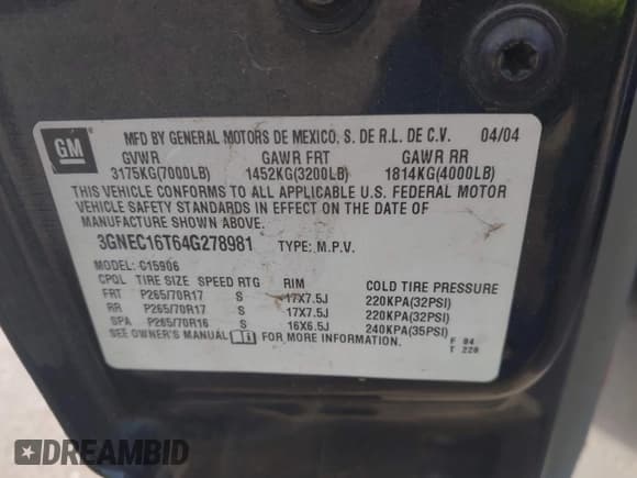 ✅ 2004 Chevrolet Suburban LT • VIN: 3GNEC16T64G278981 • Лот: 41507356. Опубликован ранее на IAAI с пробегом 181 155 миль. Бесплатный доступ к архиву аукционных продаж из США и подробный отчёт об истории автомобиля на DreamBid. Изображение 9.