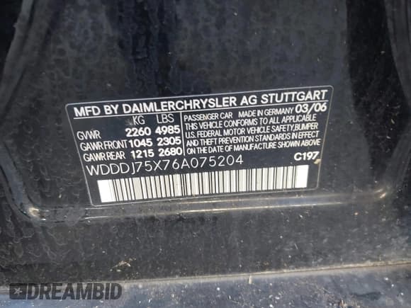 ✅ 2006 Mercedes-Benz CLS 500 • VIN: WDDDJ75X76A075204 • Лот: 43918252. Опубликован ранее на IAAI с пробегом 174 745 миль. Бесплатный доступ к архиву аукционных продаж из США и подробный отчёт об истории автомобиля на DreamBid. Изображение 9.