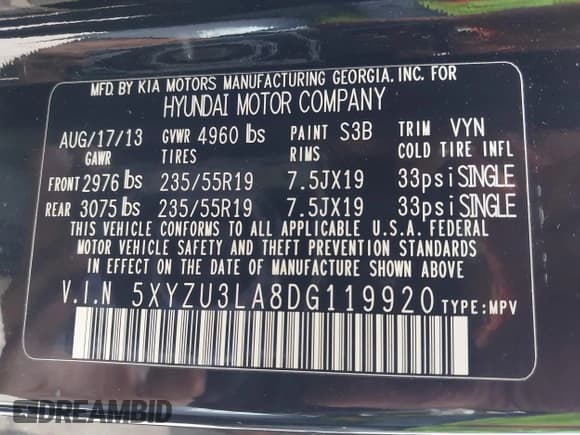 ✅ 2013 Hyundai Santa Fe Sport • VIN: 5XYZU3LA8DG119920 • Лот: 43411354. Опубликован ранее на IAAI с пробегом 190 889 миль. Бесплатный доступ к архиву аукционных продаж из США и подробный отчёт об истории автомобиля на DreamBid. Изображение 9.