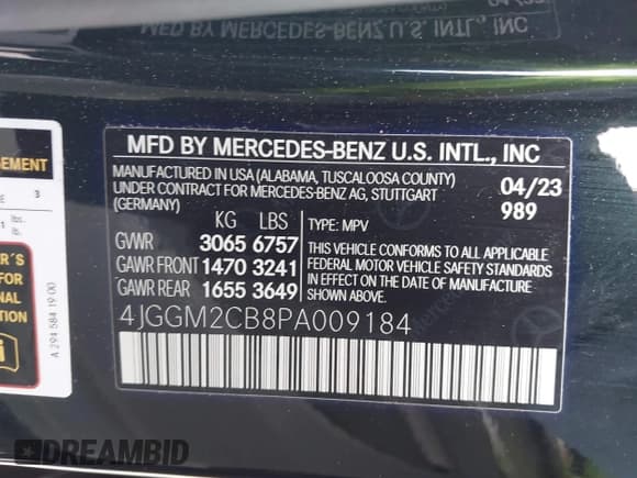 ✅ 2023 Mercedes-Benz EQE 500 • VIN: 4JGGM2CB8PA009184 • Lot: 43571742. Wystawiony na IAAI z przebiegiem 16 692 mil. Bezpłatny archiwum sprzedaży aukcyjnych z USA i szczegółowy raport historii pojazdu na DreamBid. Zdjęcie 9.