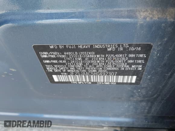 ✅ 2017 Subaru Forester • VIN: JF2SJAAC5HG492307 • Lot: 43621887. Listed on IAAI with 158,000 mi. Free auction sales archive from the USA and detailed vehicle history report at DreamBid. Image 9.