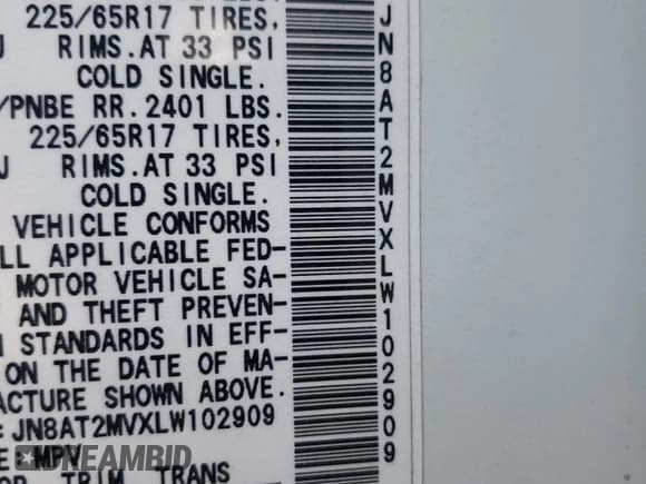 ✅ 2020 Nissan Rogue S • VIN: JN8AT2MVXLW102909 • Lot: 80958565. Listed on Copart with 144,377 mi. Free auction sales archive from the USA and detailed vehicle history report at DreamBid. Image 13.