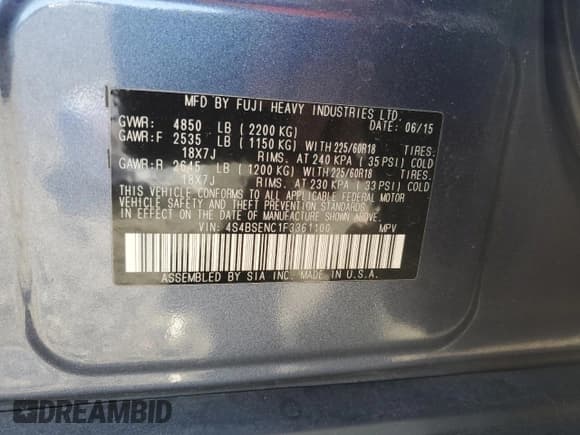 ✅ 2015 Subaru Outback Limited • VIN: 4S4BSENC1F3361100 • Lot: 91884885. Wystawiony na Copart z przebiegiem 104 751 mil. Bezpłatny archiwum sprzedaży aukcyjnych z USA i szczegółowy raport historii pojazdu na DreamBid. Zdjęcie 13.