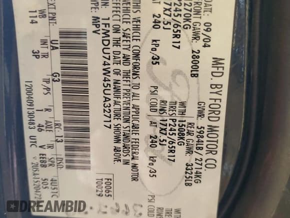 ✅ 2005 Ford Explorer Eddie Bauer • VIN: 1FMDU74W45UA32717 • Лот: 75333914. Опубликован ранее на Copart с пробегом 155 526 миль. Бесплатный доступ к архиву аукционных продаж из США и подробный отчёт об истории автомобиля на DreamBid. Изображение 14.