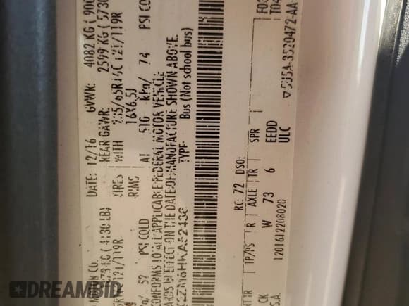 ✅ 2017 Ford Transit XL • VIN: 1FBZX2ZM8HKA52436 • Lot: 92472185. Wystawiony na Copart z przebiegiem 184 439 mil. Bezpłatny archiwum sprzedaży aukcyjnych z USA i szczegółowy raport historii pojazdu na DreamBid. Zdjęcie 13.