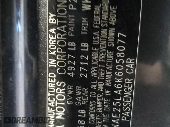 ✅ 2019 Kia Stinger Premium • VIN: KNAE25LA6K6058077 • Lot: 87079715. Listed on Copart with 96,160 mi. Free auction sales archive from the USA and detailed vehicle history report at DreamBid. Image 12.