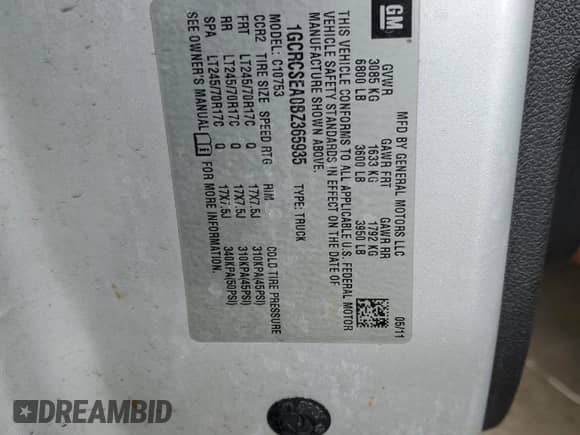 2011 Chevrolet Silverado 1500 LT z VIN 1GCRCSEA0BZ365935, wystawiony jako Copart lot #50922255 z przebiegiem 184 930 mil mil oraz Czysty tytuł • Clean title. Historia ofert i sprzedaży dostępna na DreamBid. Obrazek 12.