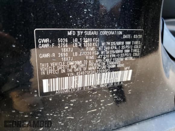 ✅ 2020 Subaru Outback Onyx XT • VIN: 4S4BTGKDXL3209673 • Лот: 70099925. Опубликован ранее на Copart с пробегом 100 235 миль. Бесплатный доступ к архиву аукционных продаж из США и подробный отчёт об истории автомобиля на DreamBid. Изображение 13.