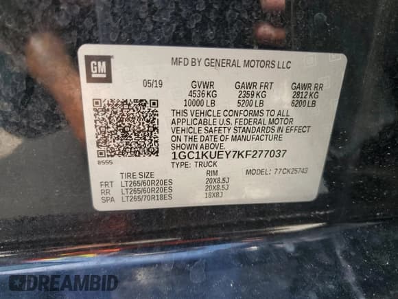 ✅ 2019 Chevrolet Silverado 2500HD High Country • VIN: 1GC1KUEY7KF277037 • Lot: 64945955. Listed on Copart with 71,249 mi. Free auction sales archive from the USA and detailed vehicle history report at DreamBid. Image 12.