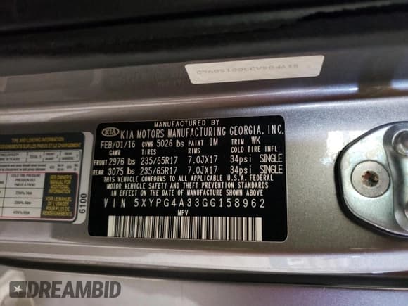 ✅ 2016 Kia Sorento LX • VIN: 5XYPG4A33GG158962 • Lot: 81030755. Listed on Copart with 122,329 mi. Free auction sales archive from the USA and detailed vehicle history report at DreamBid. Image 14.