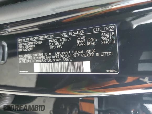 ✅ 2023 Volvo XC90 Plus • VIN: YV4L12PN8P1924694 • Lot: 92132025. Listed on Copart with Not provided. Free auction sales archive from the USA and detailed vehicle history report at DreamBid. Image 13.