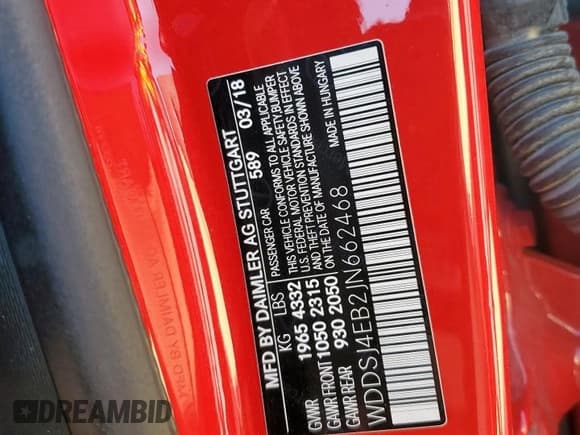 ✅ 2018 Mercedes-Benz CLA 250 • VIN: WDDSJ4EB2JN662468 • Lot: 91607525. Listed on Copart with 87,743 mi. Free auction sales archive from the USA and detailed vehicle history report at DreamBid. Image 12.