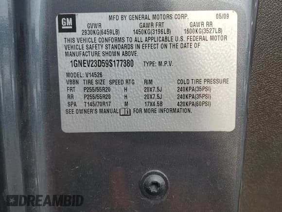 ✅ 2009 Chevrolet Traverse 2LT • VIN: 1GNEV23D59S177380 • Lot: 70276354. Wystawiony na Copart z przebiegiem 189 218 mil. Bezpłatny archiwum sprzedaży aukcyjnych z USA i szczegółowy raport historii pojazdu na DreamBid. Zdjęcie 13.