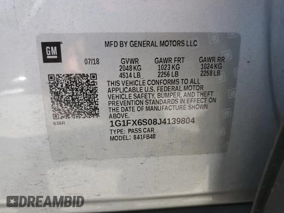 ✅ 2018 Chevrolet Bolt EV Premier • VIN: 1G1FX6S08J4139804 • Lot: 60737735. Listed on Copart with 54,128 mi. Free auction sales archive from the USA and detailed vehicle history report at DreamBid. Image 12.