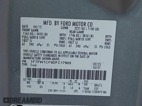 ✅ 2013 Ford F-150 XLT • VIN: 1FTFW1CF9DFC17905 • Лот: 43630470. Опубликован ранее на IAAI с пробегом 142 736 миль. Бесплатный доступ к архиву аукционных продаж из США и подробный отчёт об истории автомобиля на DreamBid. Изображение 9.