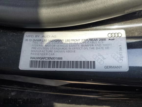 ✅ 2014 Audi A7 Premium Plus • VIN: WAUWGAFC3EN001888 • Lot: 45720635. Listed on Copart with 116,351 mi. Free auction sales archive from the USA and detailed vehicle history report at DreamBid. Image 13.