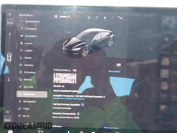 ✅ 2023 Tesla Model S Plaid • VIN: 5YJSA1E64PF518519 • Lot: 43148961. Listed on IAAI with 23,845 mi. Free auction sales archive from the USA and detailed vehicle history report at DreamBid. Image 18.