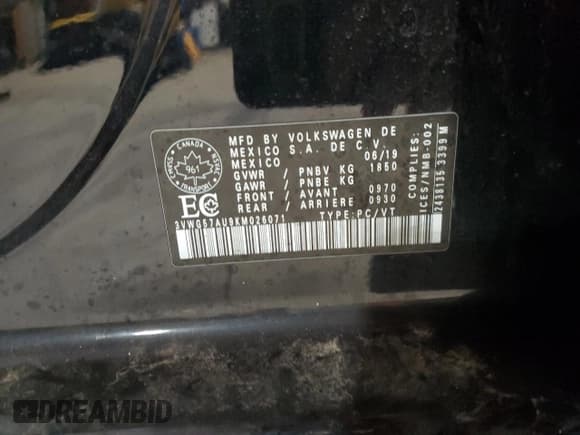 ✅ 2019 Volkswagen Golf S • VIN: 3VWG57AU9KM026071 • Лот: 91619235. Опубликован ранее на Copart с пробегом 89 216 миль. Бесплатный доступ к архиву аукционных продаж из США и подробный отчёт об истории автомобиля на DreamBid. Изображение 12.