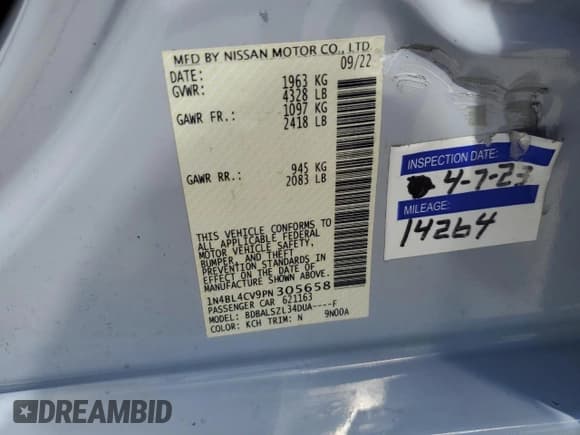 ✅ 2023 Nissan Altima SR • VIN: 1N4BL4CV9PN305658 • Lot: 64323015. Wystawiony na Copart z przebiegiem 30 932 mil. Bezpłatny archiwum sprzedaży aukcyjnych z USA i szczegółowy raport historii pojazdu na DreamBid. Zdjęcie 13.