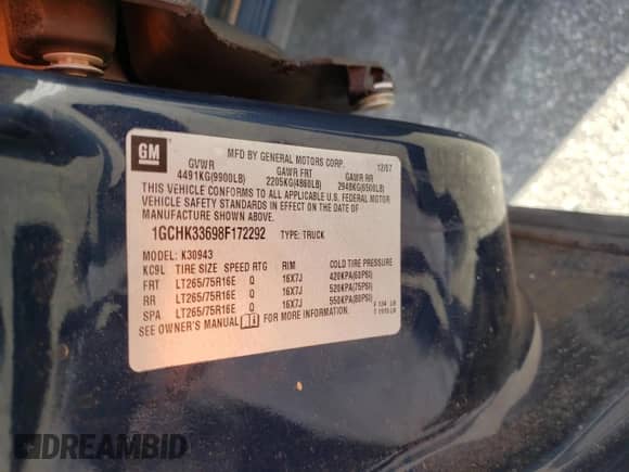 2008 Chevrolet Silverado 3500HD SRW LTZ с VIN 1GCHK33698F172292, выставлен на аукционе Copart как лот 82207084 с пробегом 355 018 миль миль и Списание • Salvage title. История ставок и продаж доступна на DreamBid. Изображение 12.