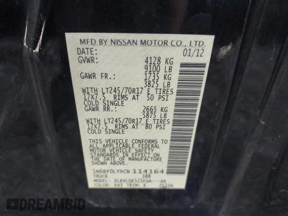 ✅ 2012 Nissan NV SV • VIN: 1N6BF0LYXCN114164 • Лот: 43328809. Опубликован ранее на IAAI с пробегом 176 921 миль. Бесплатный доступ к архиву аукционных продаж из США и подробный отчёт об истории автомобиля на DreamBid. Изображение 9.