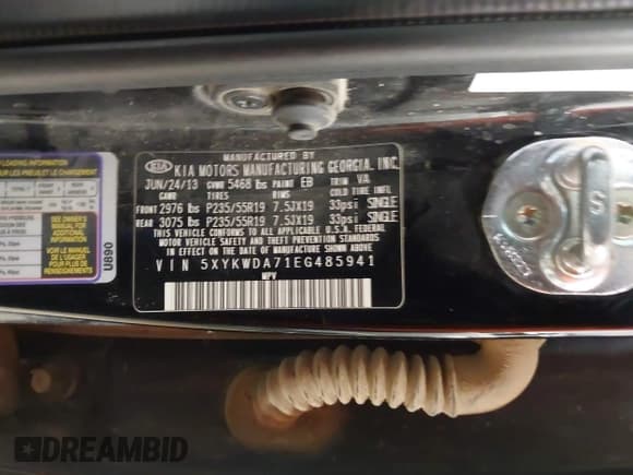 ✅ 2014 Kia Sorento SX Limited • VIN: 5XYKWDA71EG485941 • Lot: 43787220. Listed on IAAI with 190,154 mi. Free auction sales archive from the USA and detailed vehicle history report at DreamBid. Image 9.