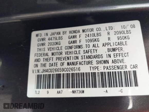 ✅ 2009 Acura TSX • VIN: JH4CU26659C026516 • Лот: 43699530. Опубликован ранее на IAAI с пробегом 133 209 миль. Бесплатный доступ к архиву аукционных продаж из США и подробный отчёт об истории автомобиля на DreamBid. Изображение 9.