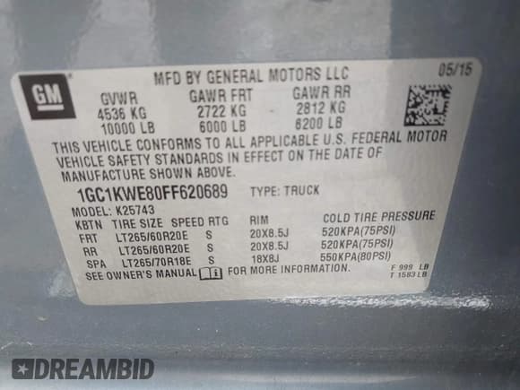 ✅ 2015 Chevrolet Silverado 2500HD LTZ • VIN: 1GC1KWE80FF620689 • Лот: 42782985. Опубликован ранее на IAAI с пробегом 197 758 миль. Бесплатный доступ к архиву аукционных продаж из США и подробный отчёт об истории автомобиля на DreamBid. Изображение 9.