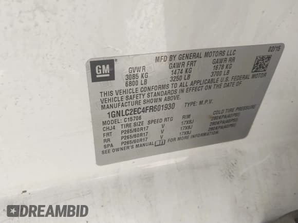 ✅ 2015 Chevrolet Tahoe Commercial • VIN: 1GNLC2EC4FR601930 • Lot: 42784289. Wystawiony na IAAI z przebiegiem 209 292 mil. Bezpłatny archiwum sprzedaży aukcyjnych z USA i szczegółowy raport historii pojazdu na DreamBid. Zdjęcie 9.