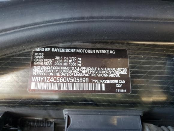 ✅ 2016 BMW i3 • VIN: WBY1Z4C56GV505898 • Лот: 90908695. Опубликован ранее на Copart с пробегом 173 278 миль. Бесплатный доступ к архиву аукционных продаж из США и подробный отчёт об истории автомобиля на DreamBid. Изображение 12.