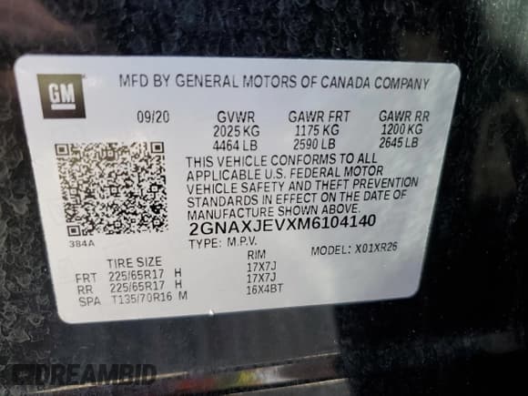 ✅ 2021 Chevrolet Equinox LT • VIN: 2GNAXJEVXM6104140 • Лот: 85563875. Опубликован ранее на Copart с пробегом 123 386 миль. Бесплатный доступ к архиву аукционных продаж из США и подробный отчёт об истории автомобиля на DreamBid. Изображение 13.