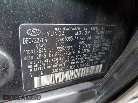 2006 Hyundai Santa Fe GLS с VIN KM8SC13D06U104943, выставлен на аукционе Copart как лот 78827563 с пробегом 147 793 миль миль и Чистый • Clean title. История ставок и продаж доступна на DreamBid. Изображение 12.