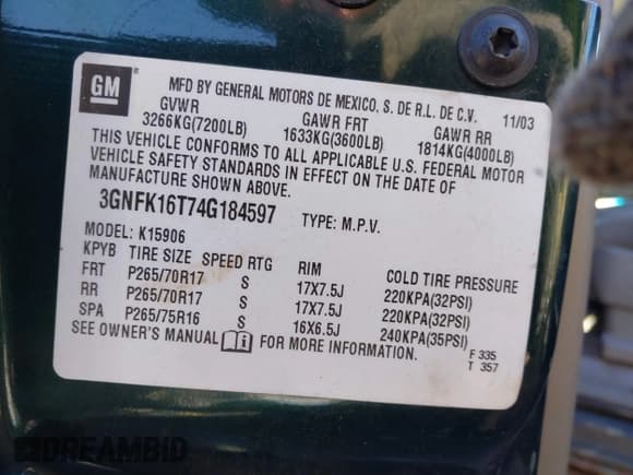 ✅ 2004 Chevrolet Suburban Z71 • VIN: 3GNFK16T74G184597 • Лот: 41711725. Опубликован ранее на IAAI с пробегом 222 443 миль. Бесплатный доступ к архиву аукционных продаж из США и подробный отчёт об истории автомобиля на DreamBid. Изображение 9.