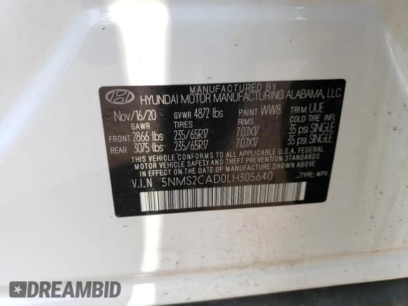 ✅ 2020 Hyundai Santa Fe SE • VIN: 5NMS2CAD0LH305640 • Lot: 64548544. Wystawiony na Copart z przebiegiem 86 732 mil. Bezpłatny archiwum sprzedaży aukcyjnych z USA i szczegółowy raport historii pojazdu na DreamBid. Zdjęcie 13.