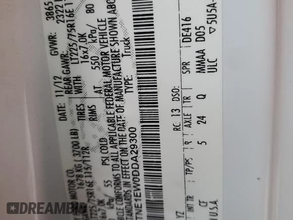 ✅ 2013 Ford Econoline Cargo Commercial • VIN: 1FTNE1EW0DDA29300 • Lot: 92466155. Wystawiony na Copart z przebiegiem Nie podano. Bezpłatny archiwum sprzedaży aukcyjnych z USA i szczegółowy raport historii pojazdu na DreamBid. Zdjęcie 13.