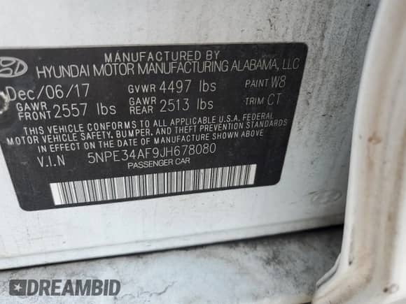 2018 Hyundai Sonata SEL with VIN 5NPE34AF9JH678080, listed as a Copart auction lot 89715465 with 69,531 mi miles and Clean title. Bid and sale history available at DreamBid. Image 12.