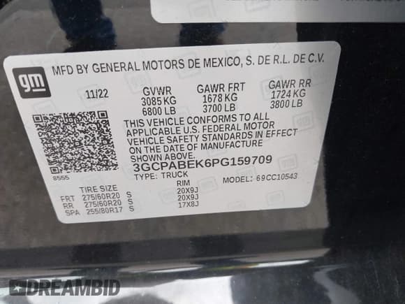 ✅ 2023 Chevrolet Silverado 1500 Custom • VIN: 3GCPABEK6PG159709 • Lot: 43142018. Wystawiony na IAAI z przebiegiem Nie podano. Bezpłatny archiwum sprzedaży aukcyjnych z USA i szczegółowy raport historii pojazdu na DreamBid. Zdjęcie 9.